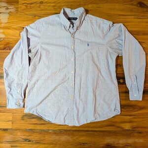 Ralph Lauren Dress Shirt Men XL Purple Check Casual - Used